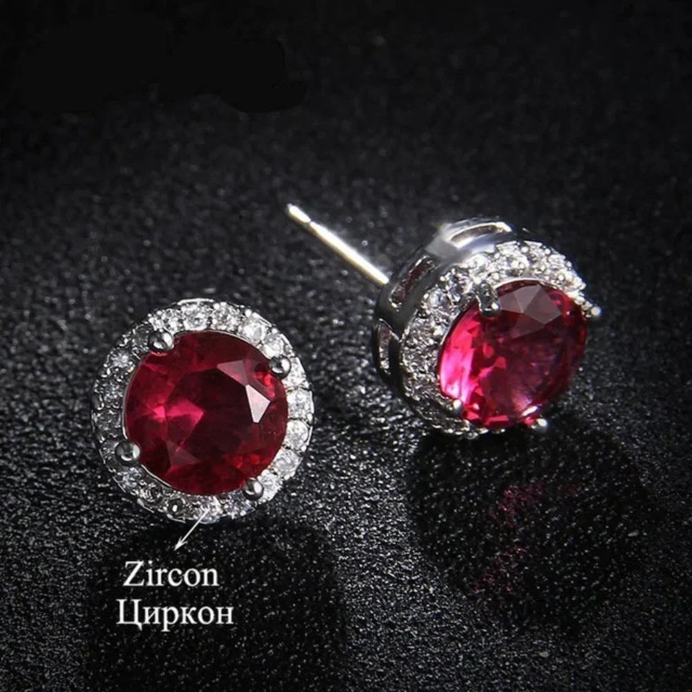💥926 Silver Plated CZ Classic Stud Earrings for Women, UNVN12443
